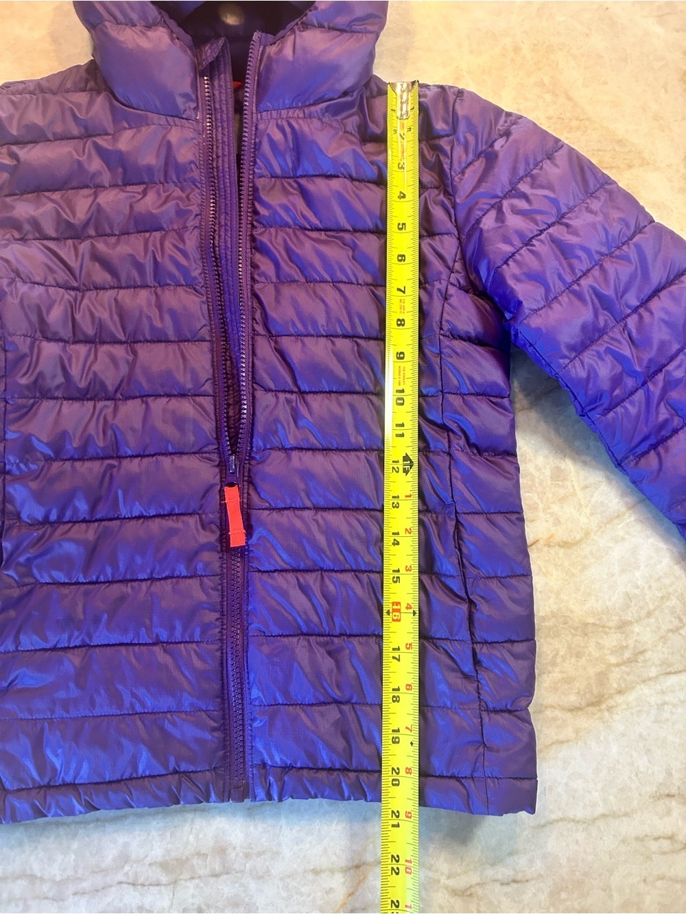 Primary Kids Puffer Jacket Size 12 Purple Hooded - Picture 3 of 9
